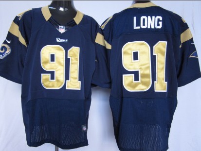 Nike St. Louis Rams #91 Chris Long Navy Blue Elite Jersey 