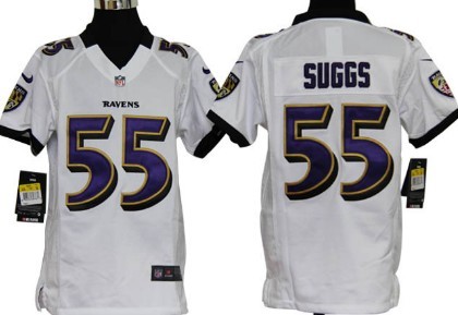 Nike Baltimore Ravens #55 Terrell Suggs White Game Kids Jersey 