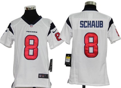 Nike Houston Texans #8 Matt Schaub White Game Kids Jersey 