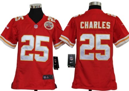 Nike Kansas City Chiefs #25 Jamaal Charles Red Game Kids Jersey 