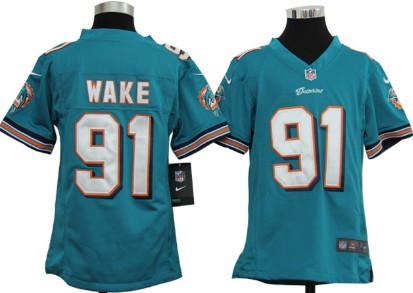 Nike Miami Dolphins #91 Cameron Wake Green Game Kids Jersey 