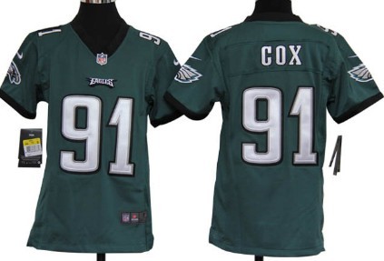 Nike Philadelphia Eagles #91 Fletcher Cox Dark Green Game Kids Jersey 