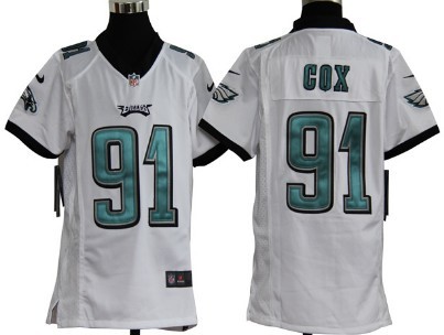 Nike Philadelphia Eagles #91 Fletcher Cox White Game Kids Jersey 