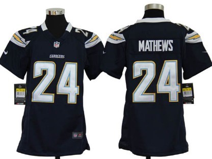 Nike San Diego Chargers #24 Ryan Mathews Navy Blue Game Kids Jersey 