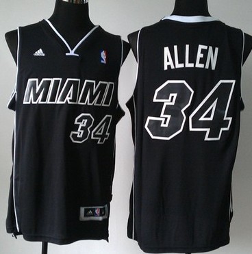 Miami Heat #34 Ray Allen Revolution 30 Swingman All Black With White Jersey 