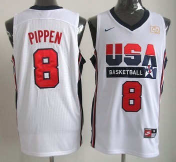 1992 Olympics Team USA #8 Scottie Pippen White Swingman Jersey 