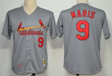 St. Louis Cardinals #9 Roger Maris 1967 Gray Wool Throwback Jersey 