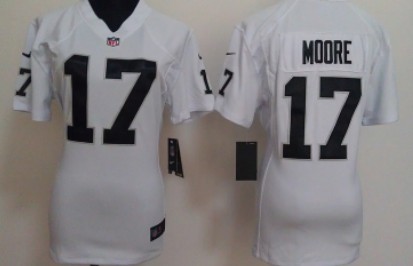 Nike Oakland Raiders #17 Denarius Moore White Game Womens Jersey