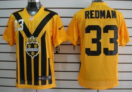 Nike Pittsburgh Steelers #33 Isaac Redman 1933 Yellow Throwback Jersey