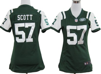 Nike New York Jets #57 Bart Scott Green Game Womens Jersey