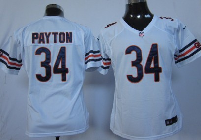 Nike Chicago Bears #34 Walter Payton White Game Womens Jersey