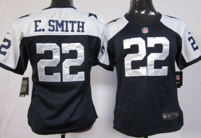 Nike Dallas Cowboys #22 Emmitt Smith Blue Thanksgiving Game Womens Jersey