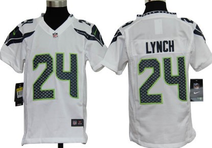 Nike Seattle Seahawks #24 Marshawn Lynch White Game Kids Jersey 