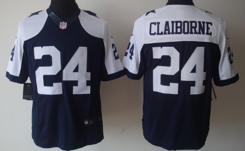 Nike Dallas Cowboys #24 Morris Claiborne Blue Thanksgiving Limited Jersey 