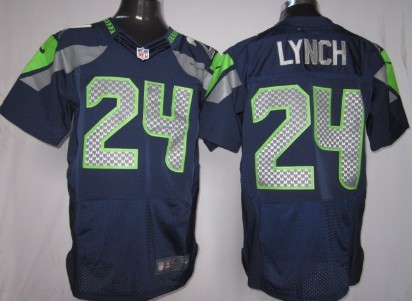 Nike Seattle Seahawks #24 Marshawn Lynch Navy Blue Elite Jersey 