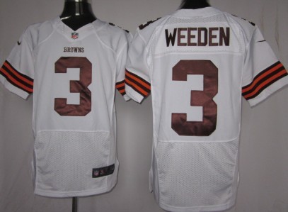 Nike Cleveland Browns #3 Brandon Weeden White Elite Jersey 