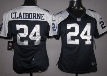 Nike Dallas Cowboys #24 Morris Claiborne Blue Thanksgiving Game Womens Jersey