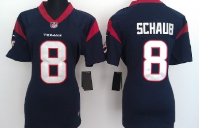 Nike Houston Texans #8 Matt Schaub Blue Game Womens Jersey