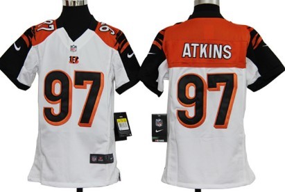 Nike Cincinnati Bengals #97 Geno Atkins White Game Kids Jersey 