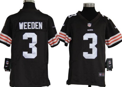 Nike Cleveland Browns #3 Brandon Weeden Brown Game Kids Jersey 