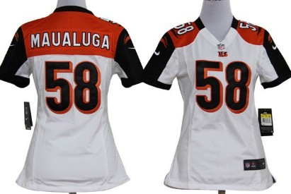 Nike Cincinnati Bengals #58 Rey Maualuga White Game Womens Jersey