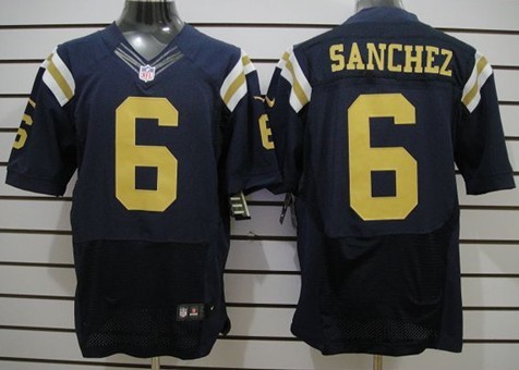 Nike New York Jets #6 Mark Sanchez Navy Blue Elite Jersey