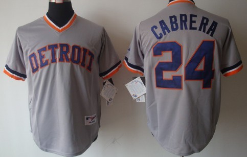 Detroit Tigers #24 Miguel Cabrera 1984 Gray Pullover Jersey