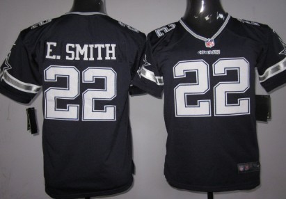 Nike Dallas Cowboys #22 Emmitt Smith Blue Game Kids Jersey 