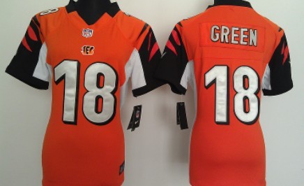 Nike Cincinnati Bengals #18 A.J. Green Orange Game Womens Jersey