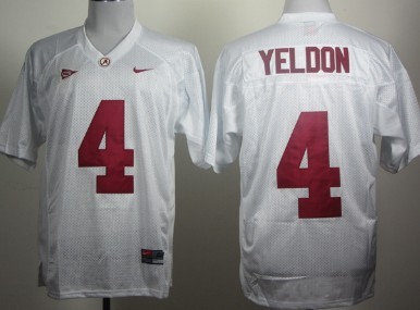 Alabama Crimson Tide #4 T.J Yeldon White Jersey 