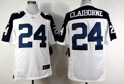 Nike Dallas Cowboys #24 Morris Claiborne White Thanksgiving Limited Jersey 