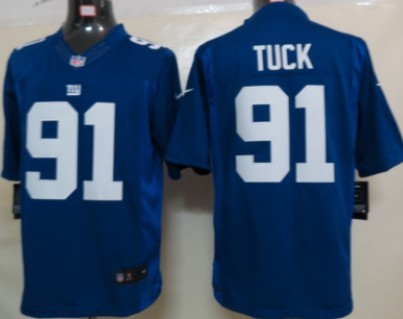 Nike New York Giants #91 Justin Tuck Blue Limited Jersey 