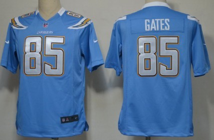 Nike San Diego Chargers #85 Antonio Gates Light Blue Game Jersey