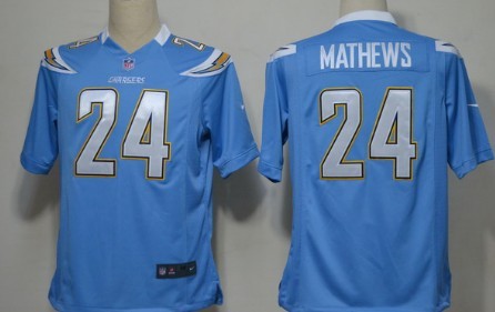 Nike San Diego Chargers #24 Ryan Mathews Light Blue Game Jersey 