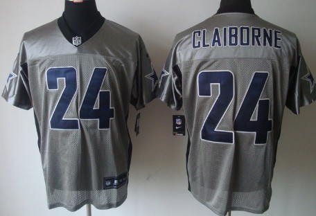 Nike Dallas Cowboys #24 Morris Claiborne Gray Shadow Elite Jersey 