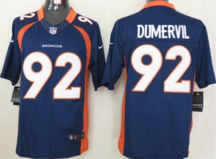 Nike Denver Broncos #92 Elvis Dumervil Blue Limited Jersey 