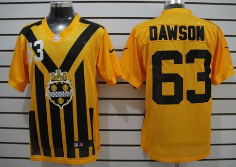 Nike Pittsburgh Steelers #63 Dermontti Dawson 1933 Yellow Throwback Jersey 