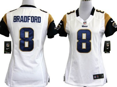 Nike St. Louis Rams #8 Sam Bradford White Game Womens Jersey