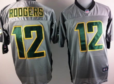 Nike Green Bay Packers #12 Aaron Rodgers Gray Shadow Elite Jersey 