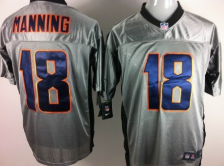 Nike Denver Broncos #18 Peyton Manning Gray Shadow Elite Jersey 