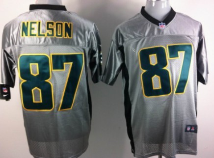 Nike Green Bay Packers #87 Jordy Nelson Gray Shadow Elite Jersey 