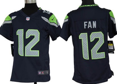 Nike Seattle Seahawks #12 Fan Navy Blue Game Kids Jersey 