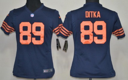 Nike Chicago Bears #89 Mike Ditka Blue With Orange Game Kids Jersey 