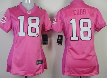 Nike Green Bay Packers #18 Randall Cobb Pink Love Womens Jersey