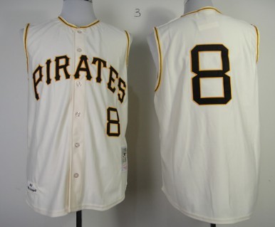 Pittsburgh Pirates #8 Willie Stargell 1962 Cream Sleeveless Throwback Jersey 