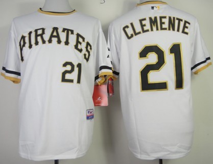 Pittsburgh Pirates #21 Roberto Clemente White Pullover Cool Base Jersey  