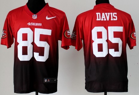 Nike San Francisco 49ers #85 Vernon Davis Red/Black Fadeaway Elite Jersey 