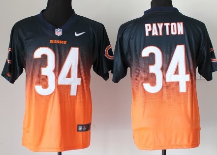 Nike Chicago Bears #34 Walter Payton Blue/Orange Fadeaway Elite Jersey 