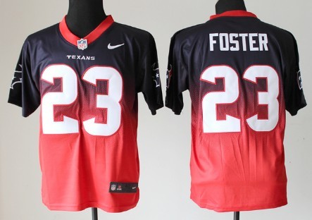 Nike Houston Texans #23 Arian Foster Blue/Red Fadeaway Elite Jersey 