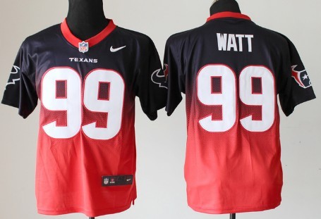 Nike Houston Texans #99 J.J. Watt Blue/Red Fadeaway Elite Jersey 